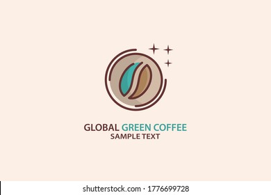 Plantilla de concepto de diseño del logotipo del café verde global.