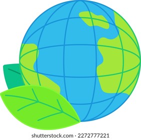 Global Green Leaf Ecological Natrue World Ecology Earth Flat Icon Illustration