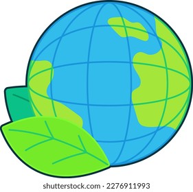 Global Green Leaf Ecological Natrue World Ecology Earth Flat Black Sticker