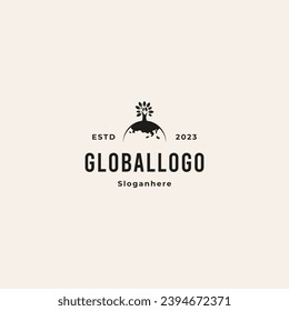 global green leaf logo design retro hipster vintage
