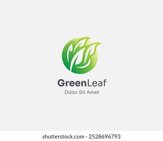 Global green leaf logo gradient