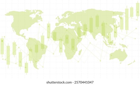 Global green network connection. world map point Internet of Things, Computing Design technology Background

