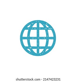 Global grid sphere striped shape decorative design grunge texture vector illustration. Wireframe globe minimalist logotype of international tourism summer travel vacation, internet globalization
