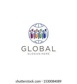 Logo de Global Group People . Gente, mundo humano, logotipo global