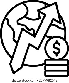 Global Growth icon line vector illustration