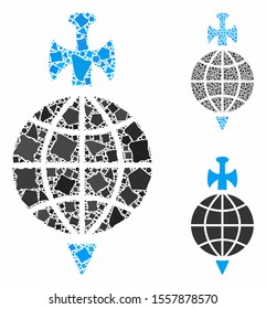 Global guard composition of tremulant elements in variable sizes and color tints, based on global guard icon. Vector tuberous items are grouped into composition.