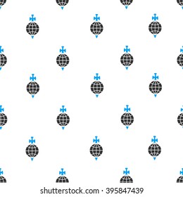 Global Guard Sword vector seamless repeatable pattern. Style is flat blue and dark gray global guard sword symbols on a white background.