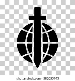 Global Guard vector icon. Illustration style is flat iconic black symbol on a transparent background.