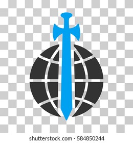 Global Guard vector icon. Illustration style is flat iconic bicolor blue and gray symbol on a transparent background.
