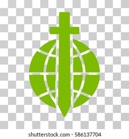 Global Guard vector icon. Illustration style is flat iconic eco green symbol on a transparent background.