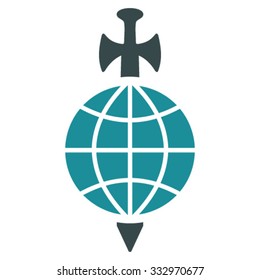 Global Guard vector icon. Style is bicolor flat symbol, soft blue colors, rounded angles, white background.