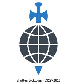 Global Guard vector icon. Style is bicolor flat symbol, smooth blue colors, rounded angles, white background.