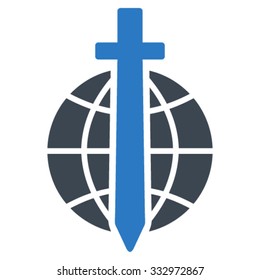 Global Guard vector icon. Style is bicolor flat symbol, smooth blue colors, rounded angles, white background.