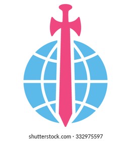 Global Guard vector icon. Style is bicolor flat symbol, pink and blue colors, rounded angles, white background.