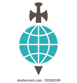 Global Guard vector icon. Style is bicolor flat symbol, grey and cyan colors, rounded angles, white background.