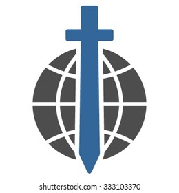 Global Guard vector icon. Style is bicolor flat symbol, cobalt and gray colors, rounded angles, white background.