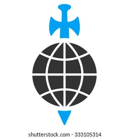 Global Guard vector icon. Style is bicolor flat symbol, blue and gray colors, rounded angles, white background.