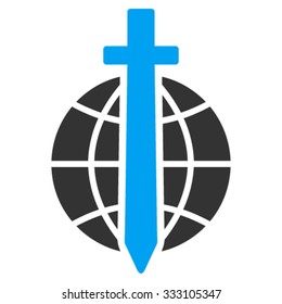 Global Guard vector icon. Style is bicolor flat symbol, blue and gray colors, rounded angles, white background.