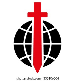 Global Guard vector icon. Style is bicolor flat symbol, intensive red and black colors, rounded angles, white background.