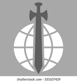 Global Guard vector icon. Style is bicolor flat symbol, dark gray and white colors, rounded angles, silver background.