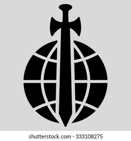 Global Guard vector icon. Style is flat symbol, black color, rounded angles, light gray background.