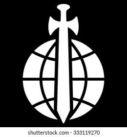 Global Guard vector icon. Style is flat symbol, white color, rounded angles, black background.