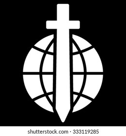 Global Guard vector icon. Style is flat symbol, white color, rounded angles, black background.