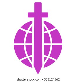 Global Guard vector icon. Style is flat symbol, violet color, rounded angles, white background.