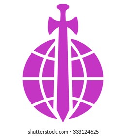 Global Guard vector icon. Style is flat symbol, violet color, rounded angles, white background.