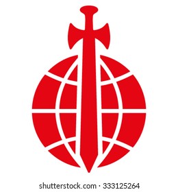 Global Guard vector icon. Style is flat symbol, red color, rounded angles, white background.