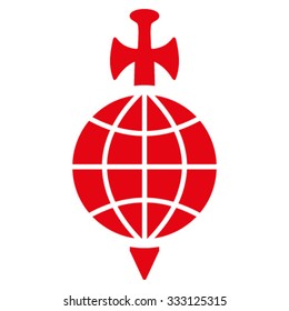 Global Guard vector icon. Style is flat symbol, red color, rounded angles, white background.