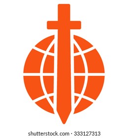 Global Guard vector icon. Style is flat symbol, orange color, rounded angles, white background.