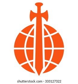 Global Guard vector icon. Style is flat symbol, orange color, rounded angles, white background.