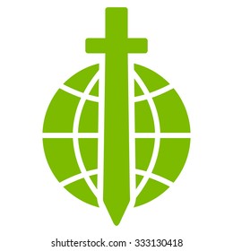Global Guard vector icon. Style is flat symbol, eco green color, rounded angles, white background.