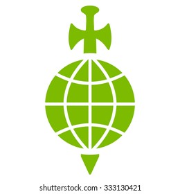 Global Guard vector icon. Style is flat symbol, eco green color, rounded angles, white background.
