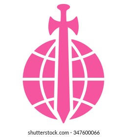 Global Guard vector icon. Style is flat symbol, pink color, rounded angles, white background.