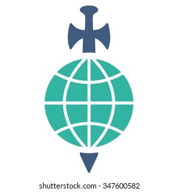 Global Guard vector icon. Style is bicolor flat symbol, cobalt and cyan colors, rounded angles, white background.