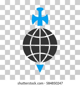Global Guard vector pictogram. Illustration style is flat iconic bicolor blue and gray symbol on a transparent background.