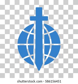 Global Guard vector pictogram. Illustration style is flat iconic cobalt symbol on a transparent background.