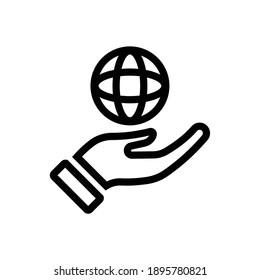 Global hand icon (vector illustration)