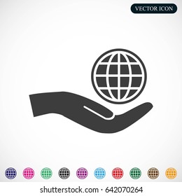 Global hand vector icon