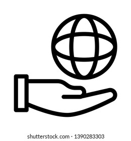 global hand vector thin line icon