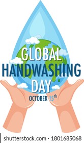 Global Hand washing Day logo with water drop background illustration