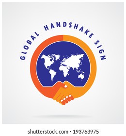 Global handshake abstract sign. Business  concept.vector illustration contains gradient mesh,credit :NASA