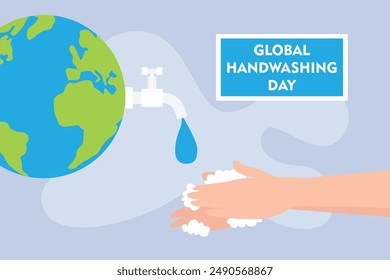 Global handwashing 2d flat vector illustration