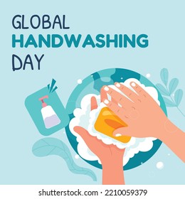 global handwashing day. earth planet vector illustration design.