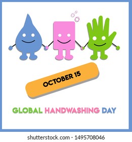 Global Handwashing Day. October 15. Vector Stock Illustration.