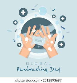 Global Handwashing Day Poster with wash your hands to maintain cleanliness