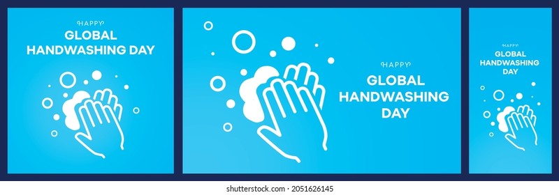 Global Handwashing Day.15 October. Handwashing with water and soap. Vector Illustration.