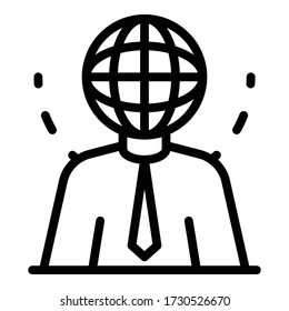 Icono de cazador de cabeza global. Esquema del icono del vector del cazador de cabeza global para el diseño web aislado en fondo blanco